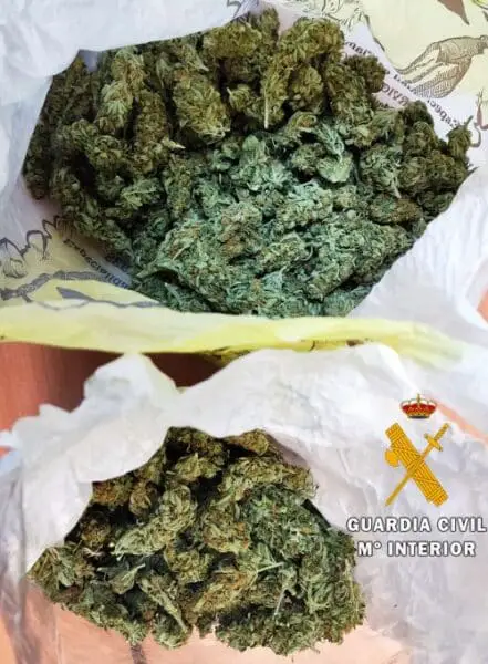 Durante el registro del vehículo, los agentes intervienen 150 gramos de cogollos de marihuana