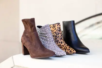 brown and black leopard print boots